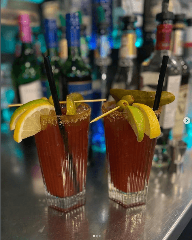 Bloody Mary cocktails at the bar